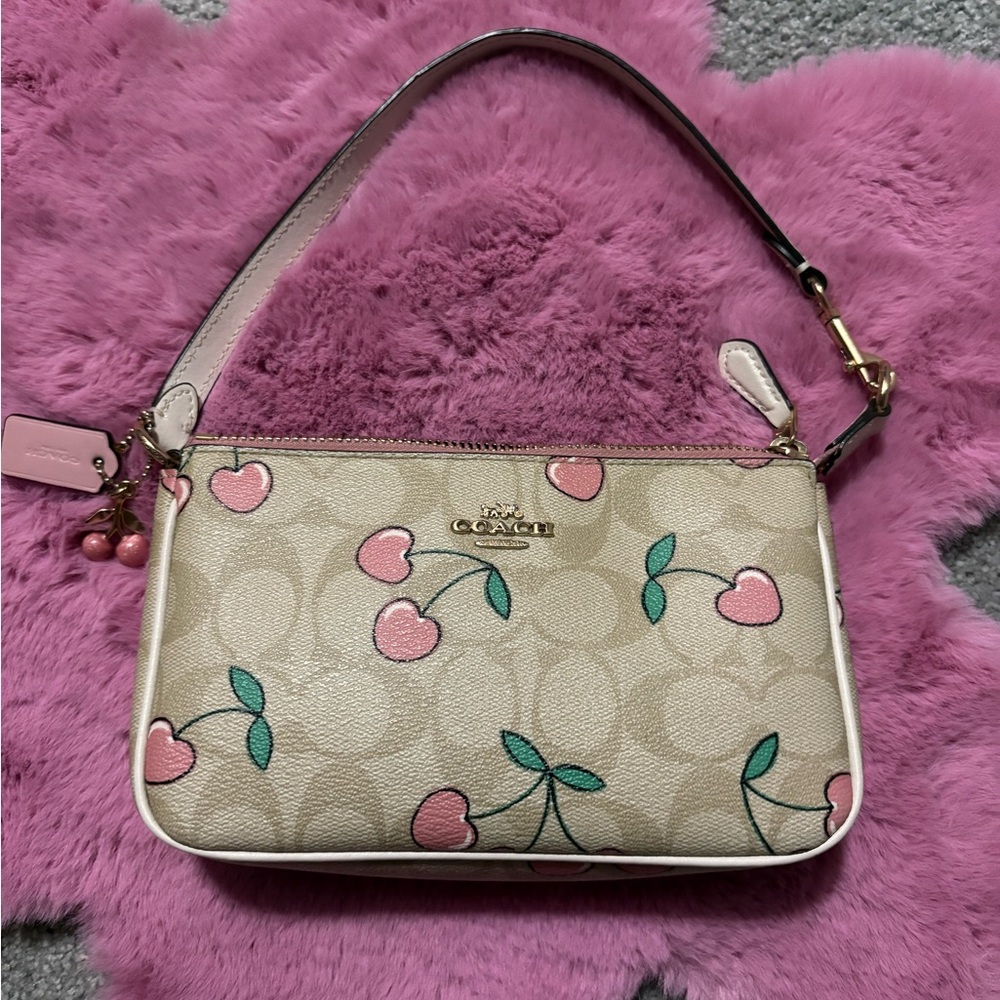 Coach Beige and Pink Cherry Shoulder Bag